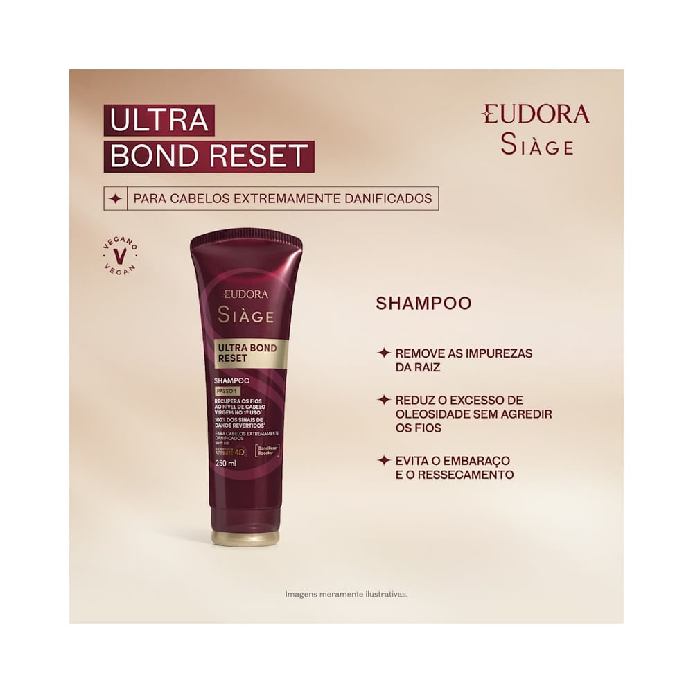 Tubo de shampoo Siàge Ultra Bond Reset em detalhe com fundo branco